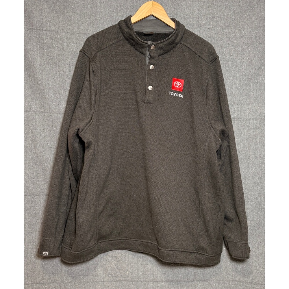 Toyota Mens 2XL Pullover Sweater Storm‎ Creek Charcoal Gray Quarter Snap Knit